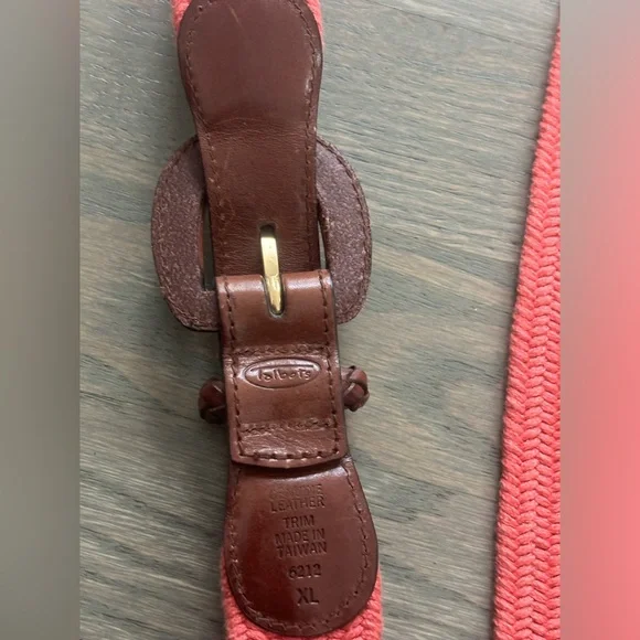 Vintage Y2K Talbots Stretchy Elastic Pink Belt Leather Buckle Women’s XL - Picture 3 of 4